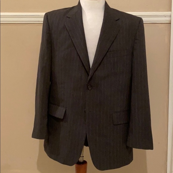 Grey pinstripe wool IZOD blazer - Picture 1 of 6